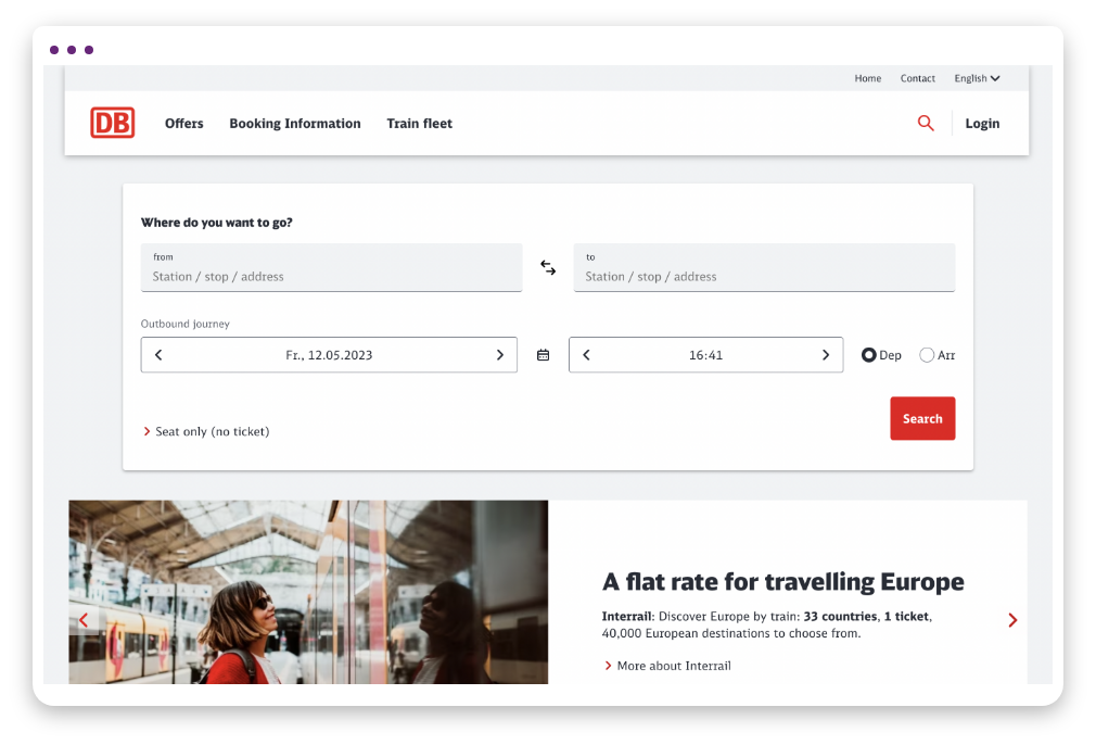 DEUTSCHE BAHN desktop site page screenshot 